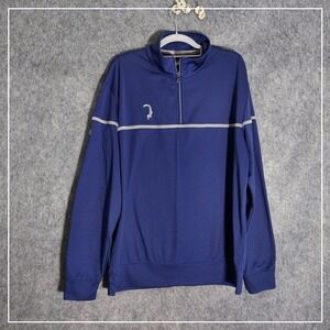Oscar Jacobson Pullover XL Blue Bill Zip Long Sleeve Sweat Wicking Breathable